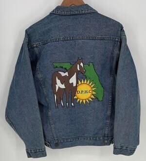 Vtg Haleman Jeans Wear DPHC Dixie Paint Horse Club Denim Jacket S Western Unisex